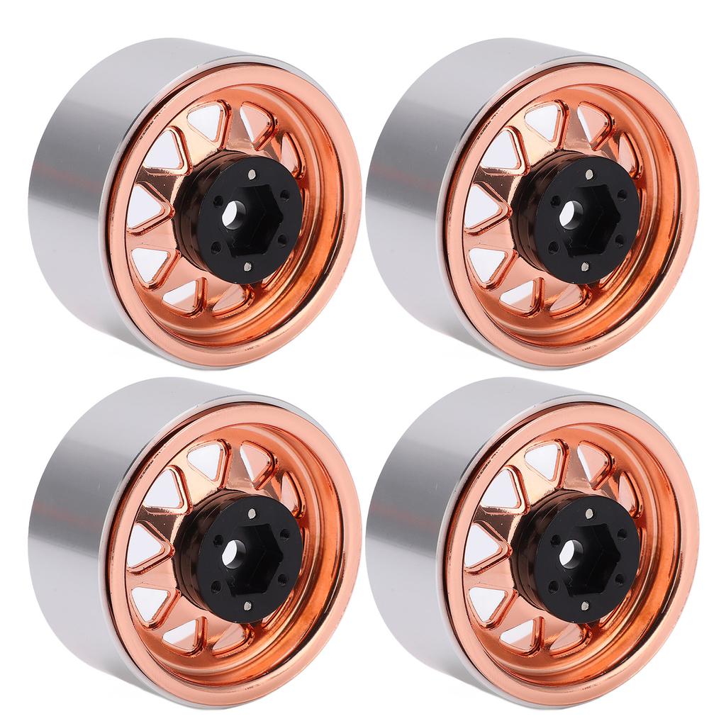 4pcs Metal 1.9 Inch Wheel Rims 10 Triangle Hole Hub for AXIAL SCX10 110 RC Climbing CarGold