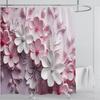 3D Floral Shower Curtain Set Orange Flower Design Fabric Bathroom Decor Waterproof Washable Shower Curtain Set with Hooks