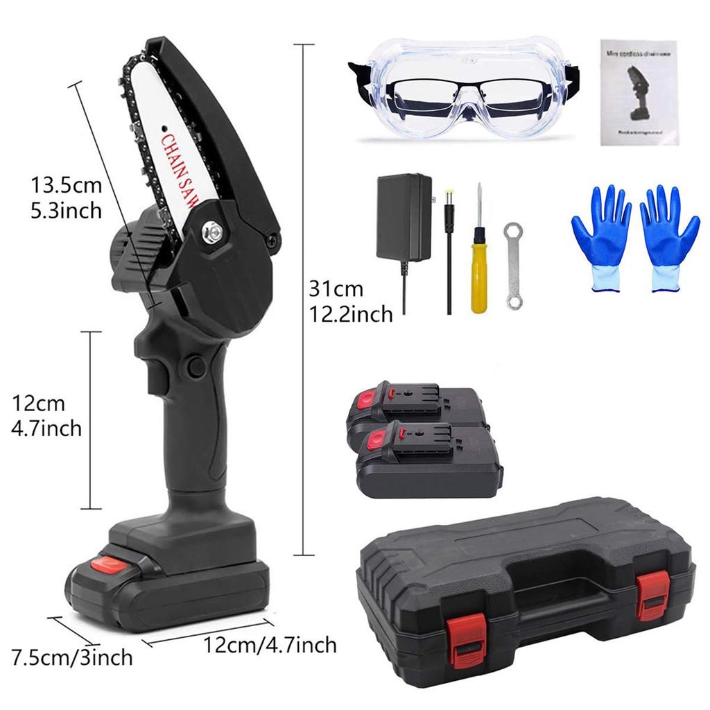 THE ELECTRIC CHAINSAW EVER BATTERY-POWERED WOOD CUTTER US Plug 4 INCH