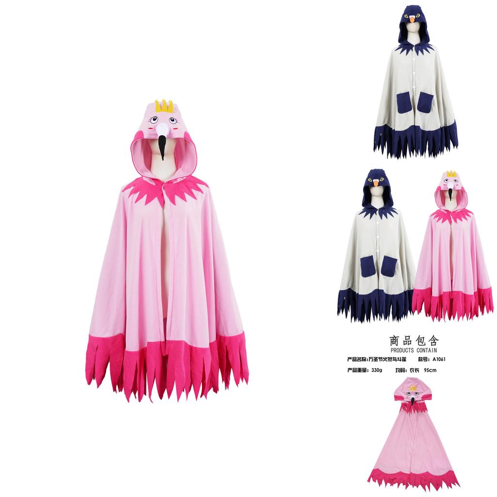 Vintage Stage Costume For Women Polyester Fluffy Flamingo Cape For Halloween Performances