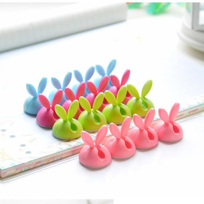 4pcs Wholesale Colorful Rabbit Wire Clamp Desk Neatly Wire Usb Car small rabbit wire  Charger Wire Rack Accessories Secure Desk