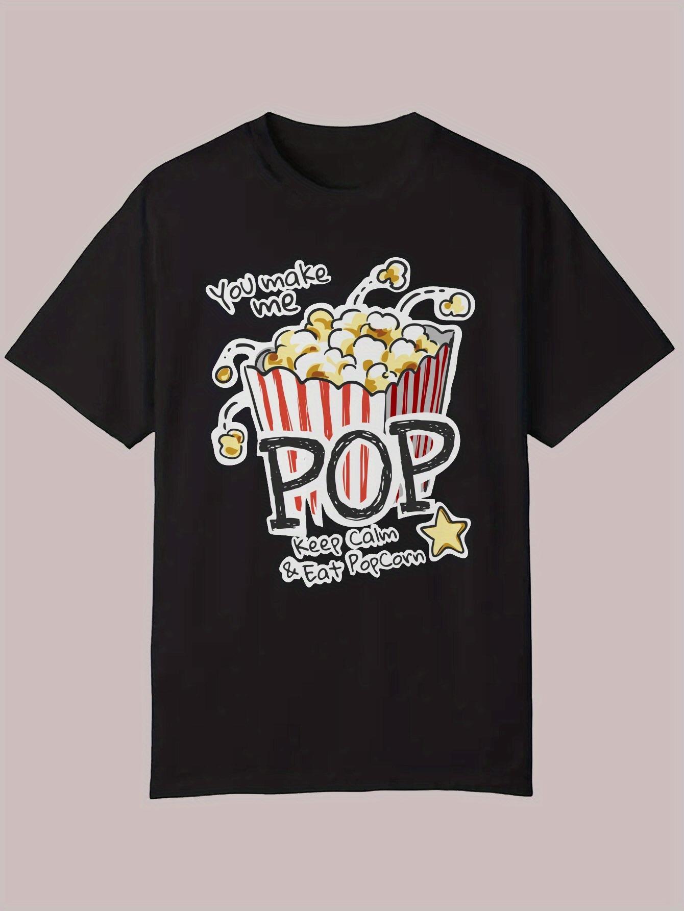 

Casual Graphic T-shirt - You Made Me POP! Popcorn & Stars Design S