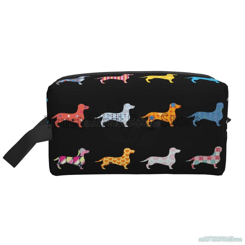 Niedliche Dackel Reise-Kosmetiktasche für Damen Große Make-up-Tasche Wasserdichter Toilettenartikel-Zubehör-Organizer für Damen Mädchen