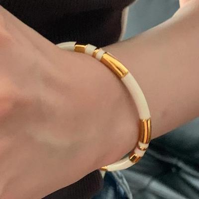 European Retro INS Style Titanium Steel Drip Glaze Bracelet - Women's Fashionable Personalized Jewelry