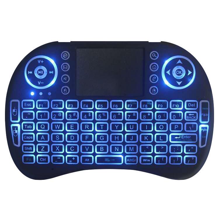 Hot Sale 2.4G Mini Wireless Keyboard & Fly Mouse i8, Dry & Lithium Battery, Three-Color Backlight with Running Lights for Laptop