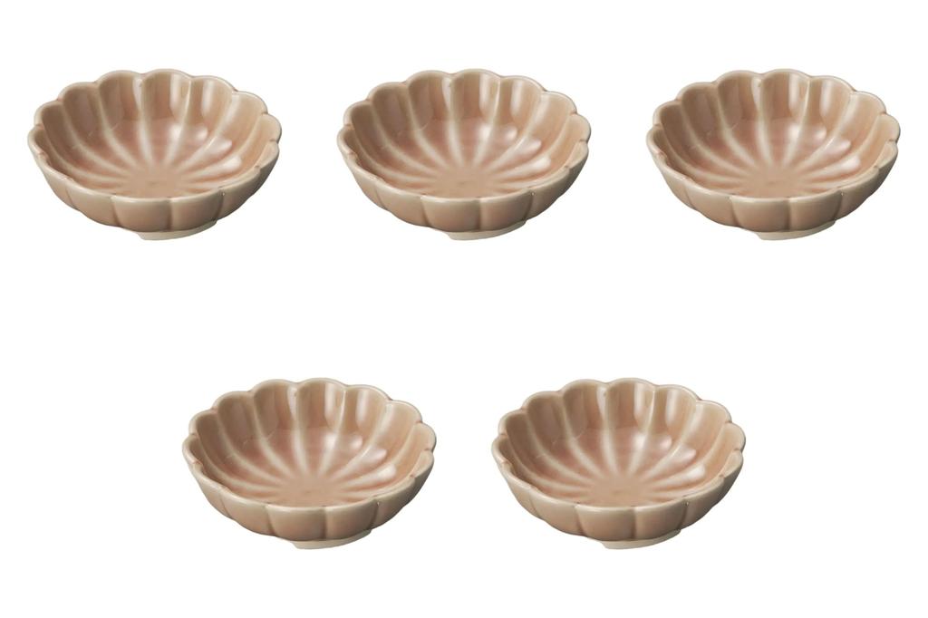 Set of 5 Rose x Setomonohonpo Chrysanthemum-Shaped Mukōzuke [15.5 4.6 cm] Mukōzuke