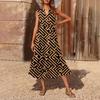 Women's Casual And Fashionable V-neck  Sleeveless Printing Mid Length Dress