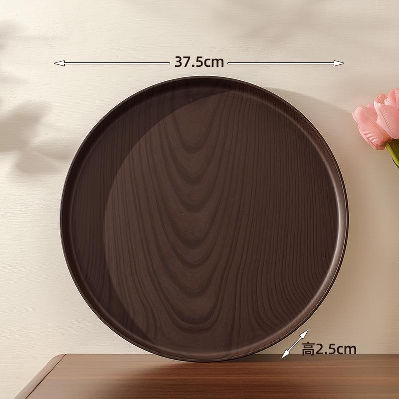 

Поднос с имитацией текстуры дерева, Круглый чайный поднос, Чайная чашка, Поднос для хранения чашек для воды, Кофейня, Поднос для хлеба и пирожных, Фруктовый поднос