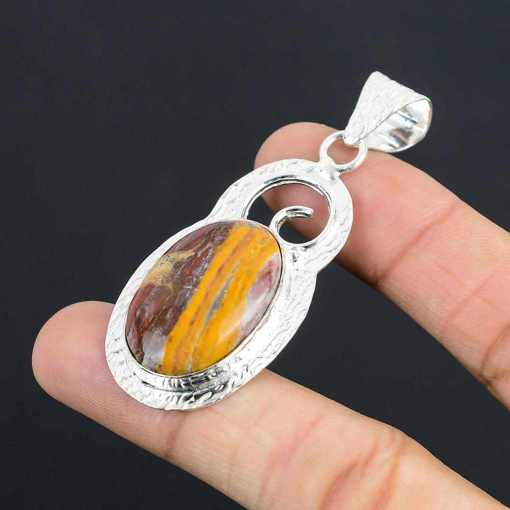 Mothers Day Sale 925 Sterling Silver Red Snakeskin Jasper Stone Pendant Jewelry
