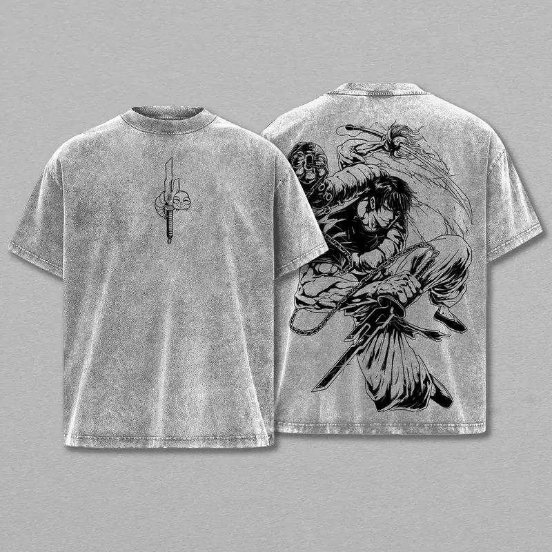 Fushiguro Toji Jujutsu Kaisen Clothing Men Oversized Manga T-shirts Retro Washed T Shirt Casual Cotton Tee Harajuku Male Tshirt