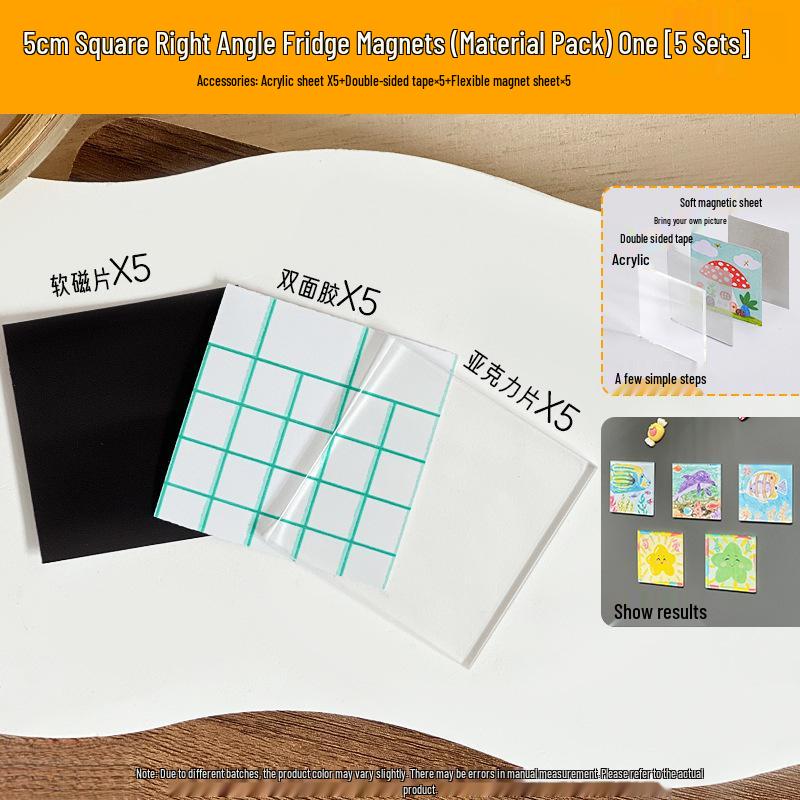 Handmade Transparent Square Fridge Magnets with Magnetic Sheet and Acrylic Tiles