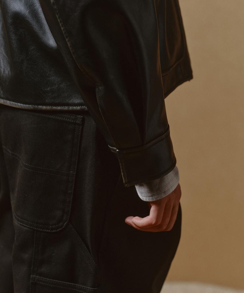 Musinsa Standard Faded Synthetic Leather Drizzler Jacket [Black]