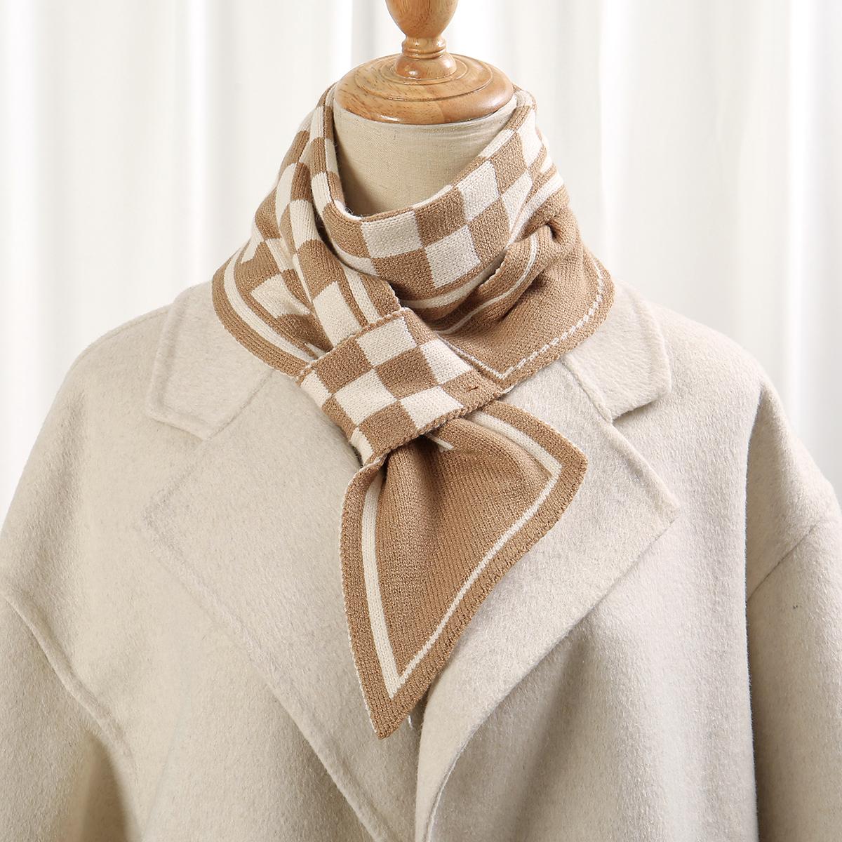 

Houndstooth Plaid Luxury Brand Knitted Scarf 2023 New Scarf Women Winter Scarf Long Skinny Small Scarf Female Neckerchief Scarf