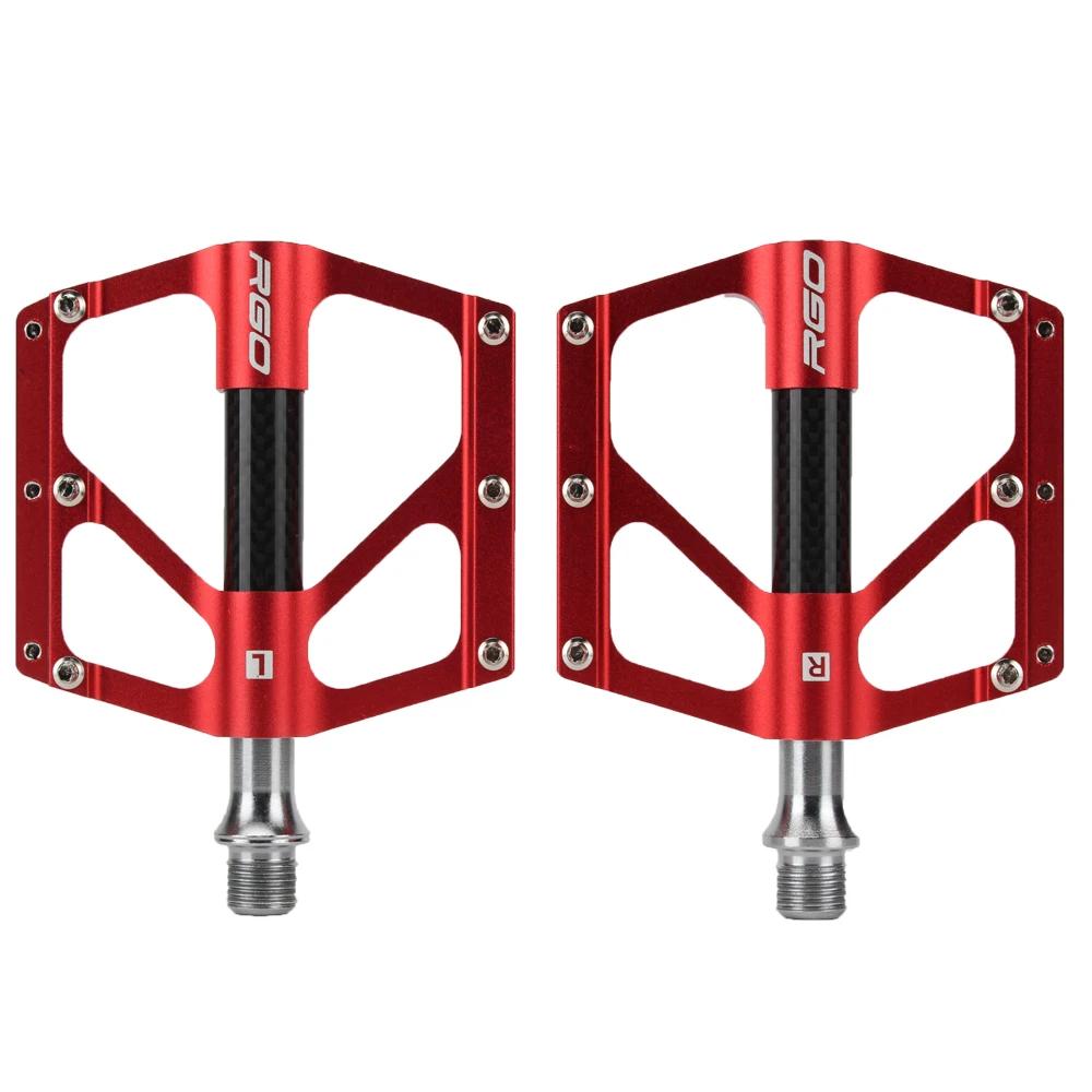 RGO Carbon Fiber Pedal Road Bicycle Pedal 3 Bearing Aluminum Alloy Anti-skid Mountain Bicycle Pedal Bicycle Accessories красный