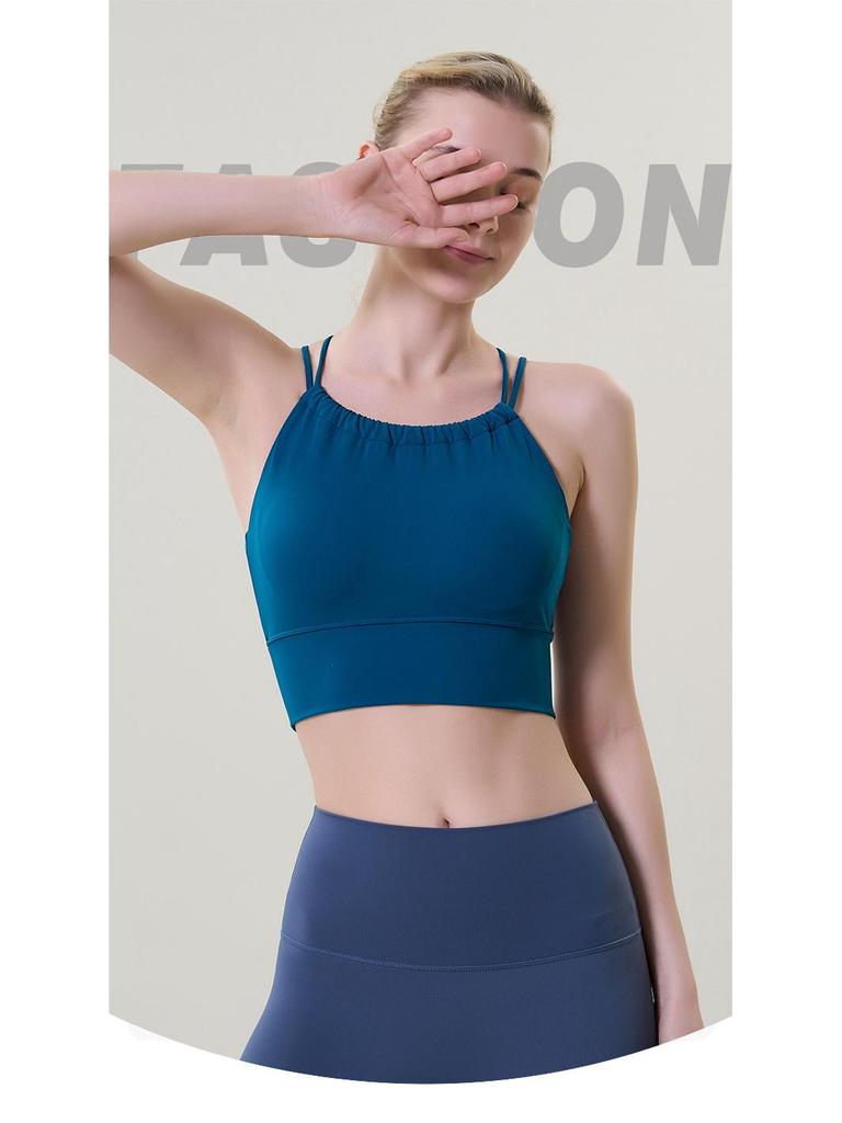 Luxe Lycra Criss-Cross Back Yoga Sports Bra with Built-in Padding