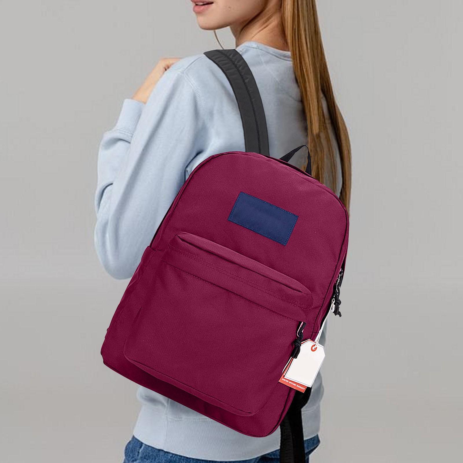 

Backpack Large Capacity School Bag Backpack Computer Bag Male And Female Students Solid Color Campus Travel Waterproof One Size винный