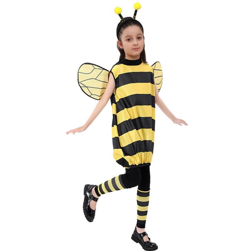 Kids & Adult Bee Costume Set - Cute Insect Cosplay Outfits with Wings & Antenna Headband for School Play,Stage Performance