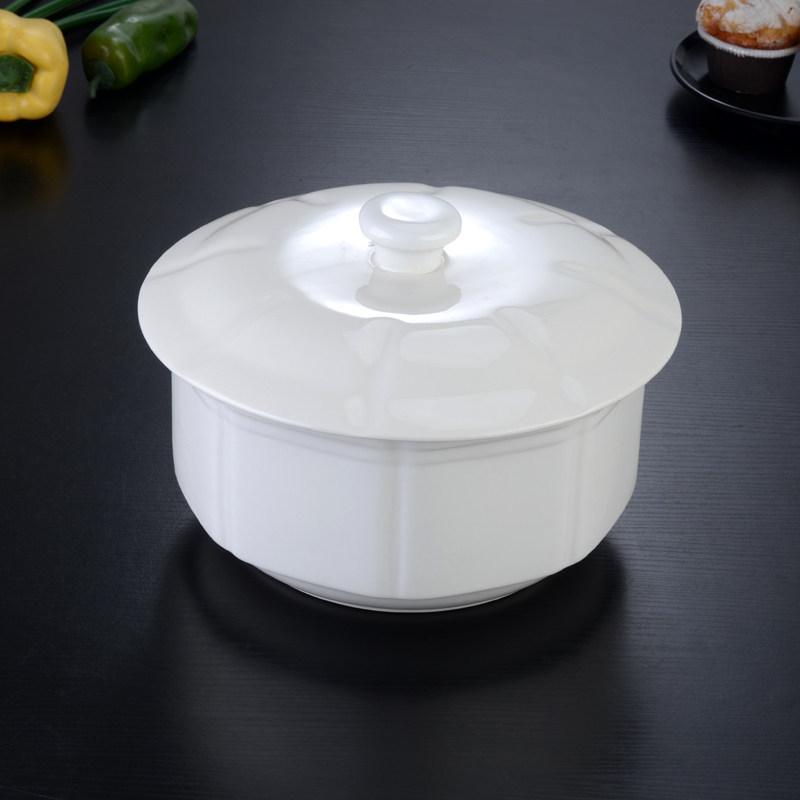 Large Ceramic White Soup Tureen with Lid - Perfect for Stewed Chicken, Double Boiling, and Rich Stews