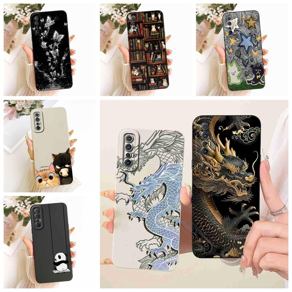 Soft Dragon Silicone Case For OPPO Reno3 Reno 3 Pro 3Pro 4G 6.4" CPH2035 CPH2037 CPH2036 Shell Couples Phone Cover