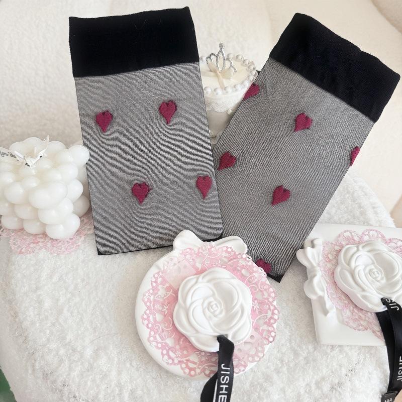 Black Stockings Women'S Summer Ultra-Thin Knee Socks Japanese Sweet Milk White Pure Desire Wind Jk White Silk Love Stockings