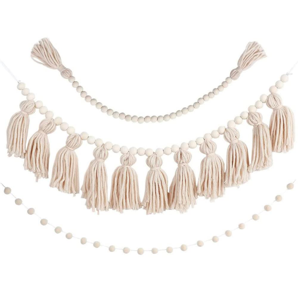 

Lumierechat Garland Macrame Wooden Beads Set of 3 for Room Decorations Birthdays, Children s a-b2819