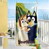 Bluey Customizable Name Beach Towel Super Soft Microfiber Quickdry Fabric Suitable for Swimming Gym Camping Yoga Vacation