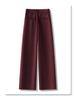 Oatmeal Acetate Wool Flannel Wide-Leg Pants - Women's 2024 Soft Cashmere Straight-Leg, Perfect for Autumn & Winter