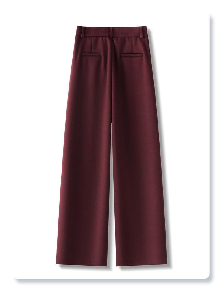 Oatmeal Acetate Wool Flannel Wide-Leg Pants - Women's 2024 Soft Cashmere Straight-Leg, Perfect for Autumn & Winter