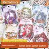 Retro Courtyard Rose Corner Stickers: Flower Journal DIY Decor Set