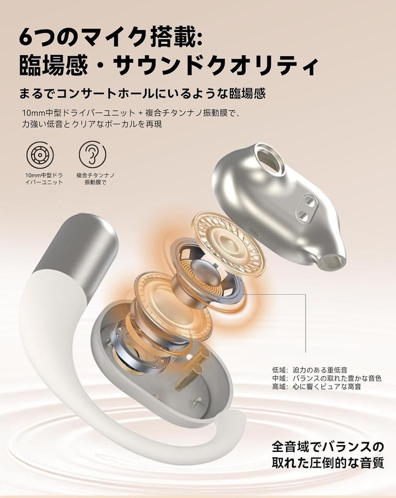 Bluetooth Wireless Earbuds with 6 Silicone AI Smart ENC 60 Hours of Music 2026 Latest Bluetooth Air Conduction IPX7 Sound Low for Web and Compatible