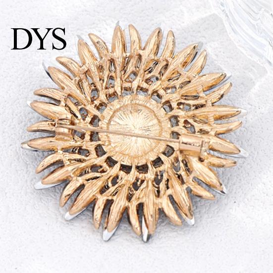 Vintage Flower Pin Retro Rhinestone Sunflower Brooch Pin, Floral Lapel with Faux Pearl Pearl, Metal Badge for Women, Clothing Accessories Decorative