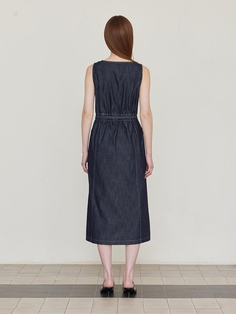 Leusejiem Non-Faded Denim Long Dress - Indigo