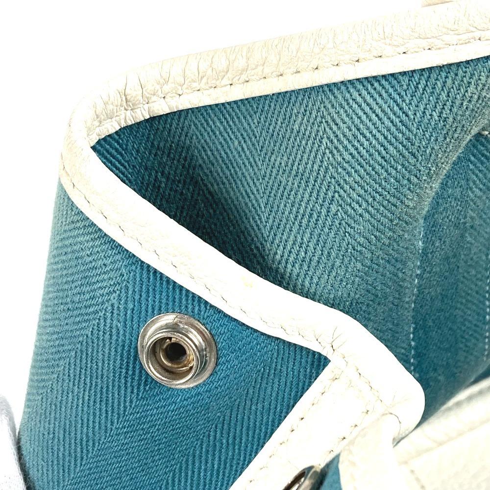 HERMES Garden Party TPM Hand Bag Tote Bag Toile Offishe/Leather blue/White