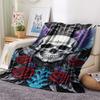 1Pc Skull Head Print Flannel Blanket, High Quality Comfortable for All Seasons, Home Decor, Warmth and Comfort, Perfect for Gifts
