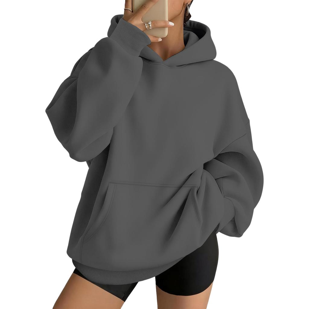 Women's Oversized Drop Shoulder Hoodie Pullover Long Sleeve Casual Loose Fit