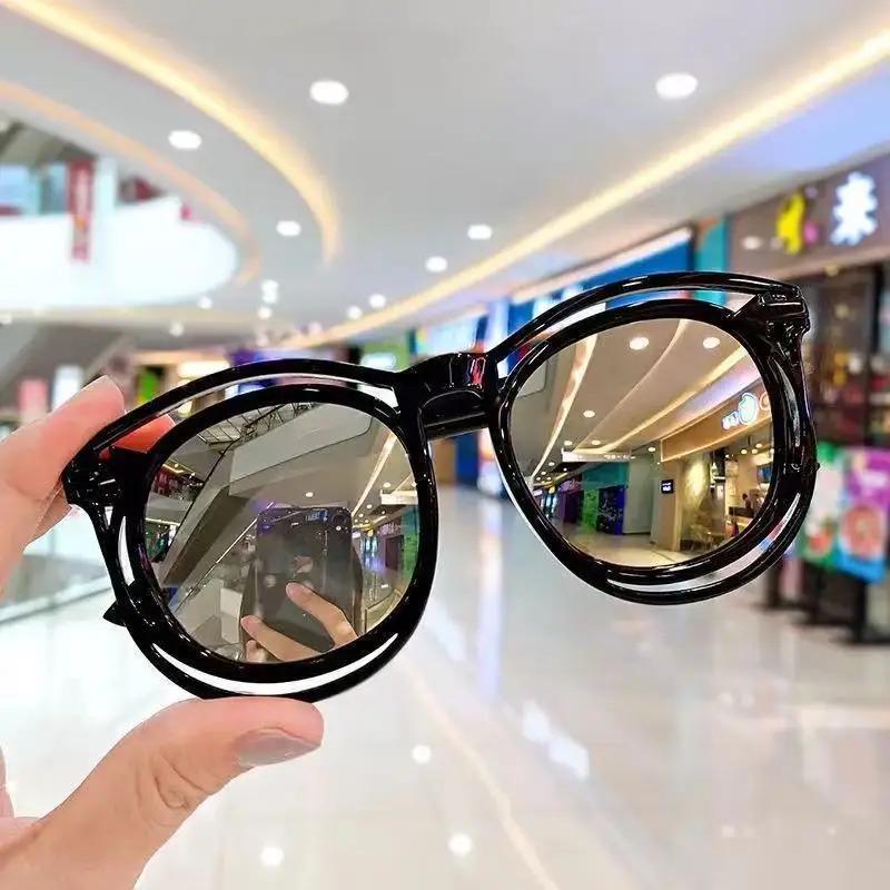 New Children Cute Cartoon Round Sunglasses Boy Girls Vintage Uv400 Colors Rimless Polarized Sun Glasses For Kids