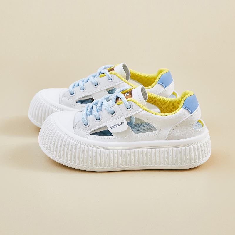 

Fashion Women Shoes 2025 Summer New Breathable Mesh Hollow Non Slip Woman Platform Sneakers Comfortable Height Increase Casual Shoes 35 белый