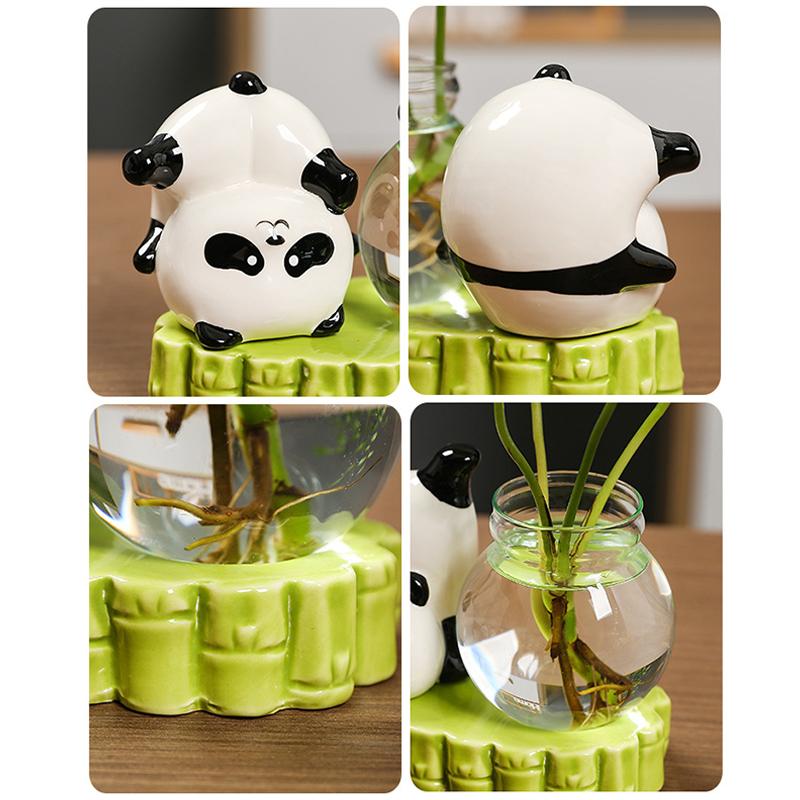 1PC Ornament Vibrant Tea Table Ornament Adorn Panda Gift Hydroponic Desktop Vase Home Living Room