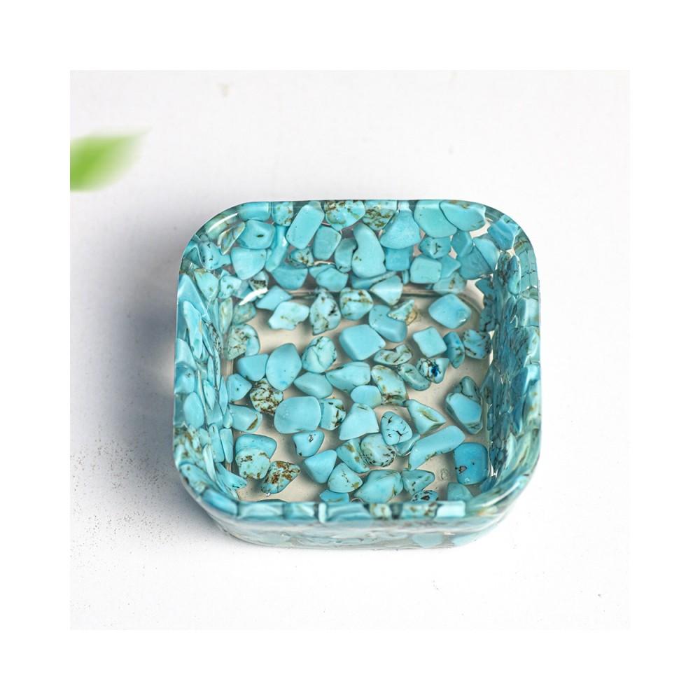 Resin Geometric Dismagnetization Bowl With Natural Crystal Fill For Modern Living Room Decor
