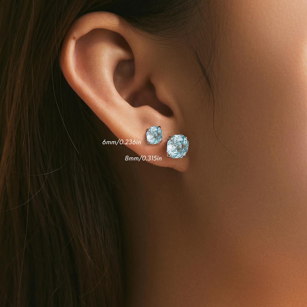 925 Sterling Silver Polygon Multi-Color Rose Cut Cubic Zirconia Luxury Stud Earrings For Women Party Fine Jewelry