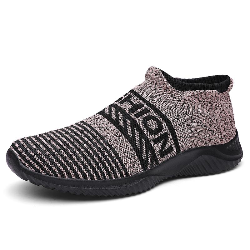 Fashion New large size men's fashion flying mesh casual shoes comfortable sports thick sole anti-slip wear-resistant couple sports shoes