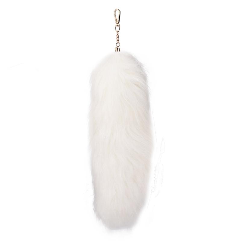Trendy Foxes Tail Key Holder Accessory Sturdy Plush Synthetic Leather Bag Ornament Portable for Stylish Ladies Women