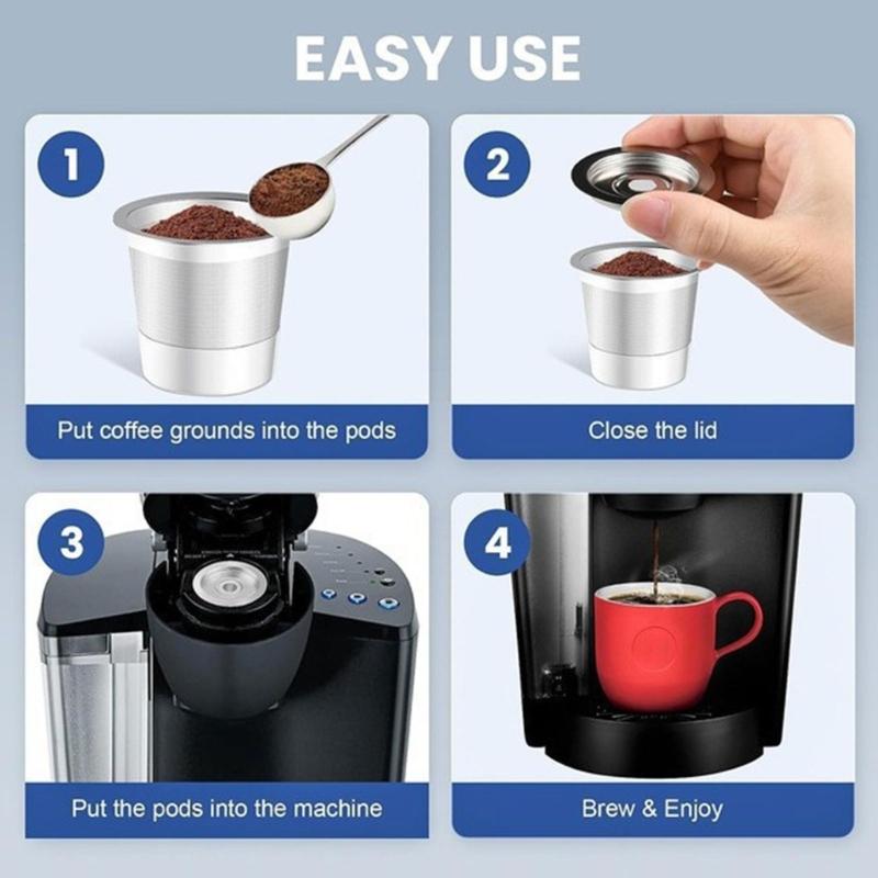 Reusable Cup Refillable Coffee Pods Capsuled Stainless Steel Coffee Capsuled Cup Coffee Filter Accessories Easy To Use