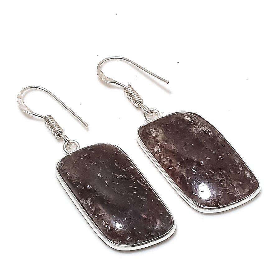 Natural Lodolite Quartz Gemstone 925 Sterling Silver Jewelry Earring 1.85 AE-12404