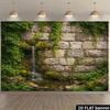 2D Enchanted Stone Wall Waterfall Photography Background