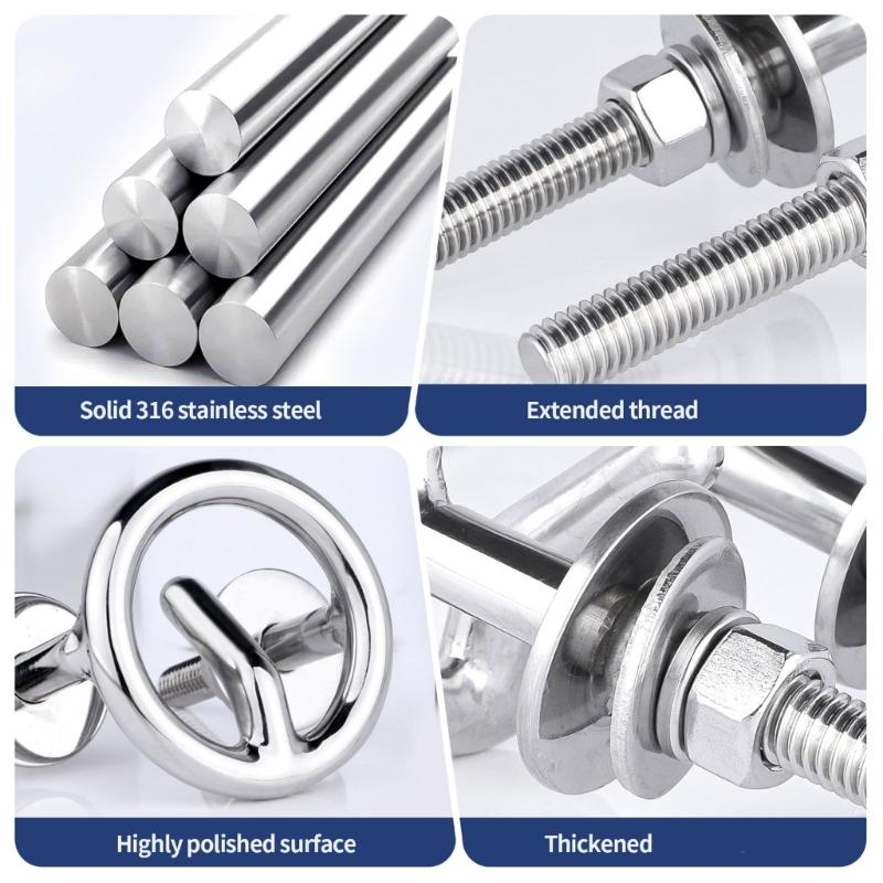 Marine Ski Tube Tow Rings Stainless Steel Corrosion Resistant For Boat Yacht Water Sports Secure Connection