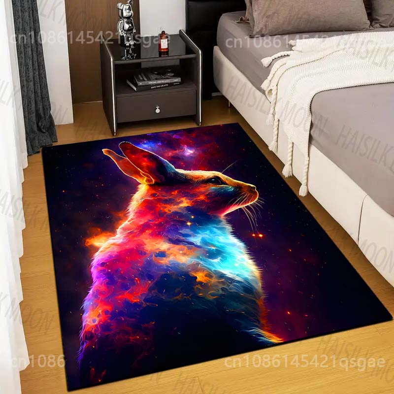 

Multiple sizes Colorful space rabbit side view Carpet for Living Room Bedroom Sofa Home Decor Rug Non-slip Floor Mat Luxury Gift 40cm x 60cm