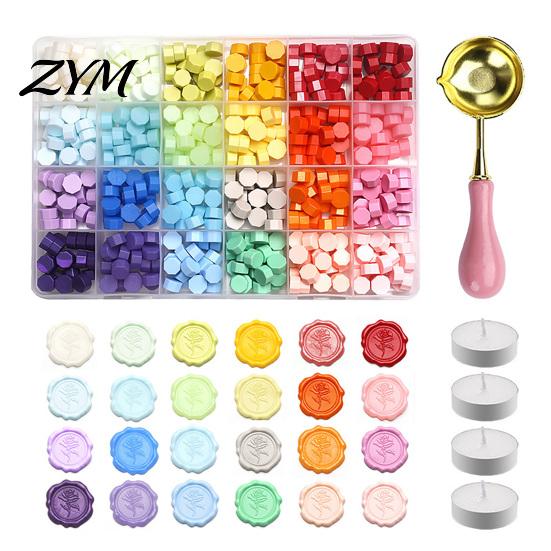 Vintage Letter Sealing Wax Seal Kit, with Beads Melting Spoon And Candles Set, Stamp for DIY Crafting Wedding Invitations Gift Craft Lovers