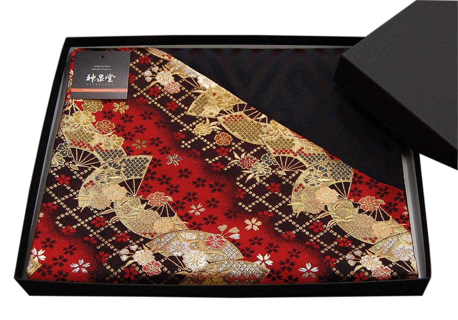 

Japanese-style kimono table runner, obi design, boxed and packaged. Popular gift for overseas recipients. 120cm (fan design).
