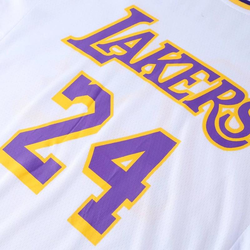 Lakers Kobe 24-es Számú Gyerek Kosárlabda Mez, Lélegző Gyorsan Száradó Sport Szett, Fehér